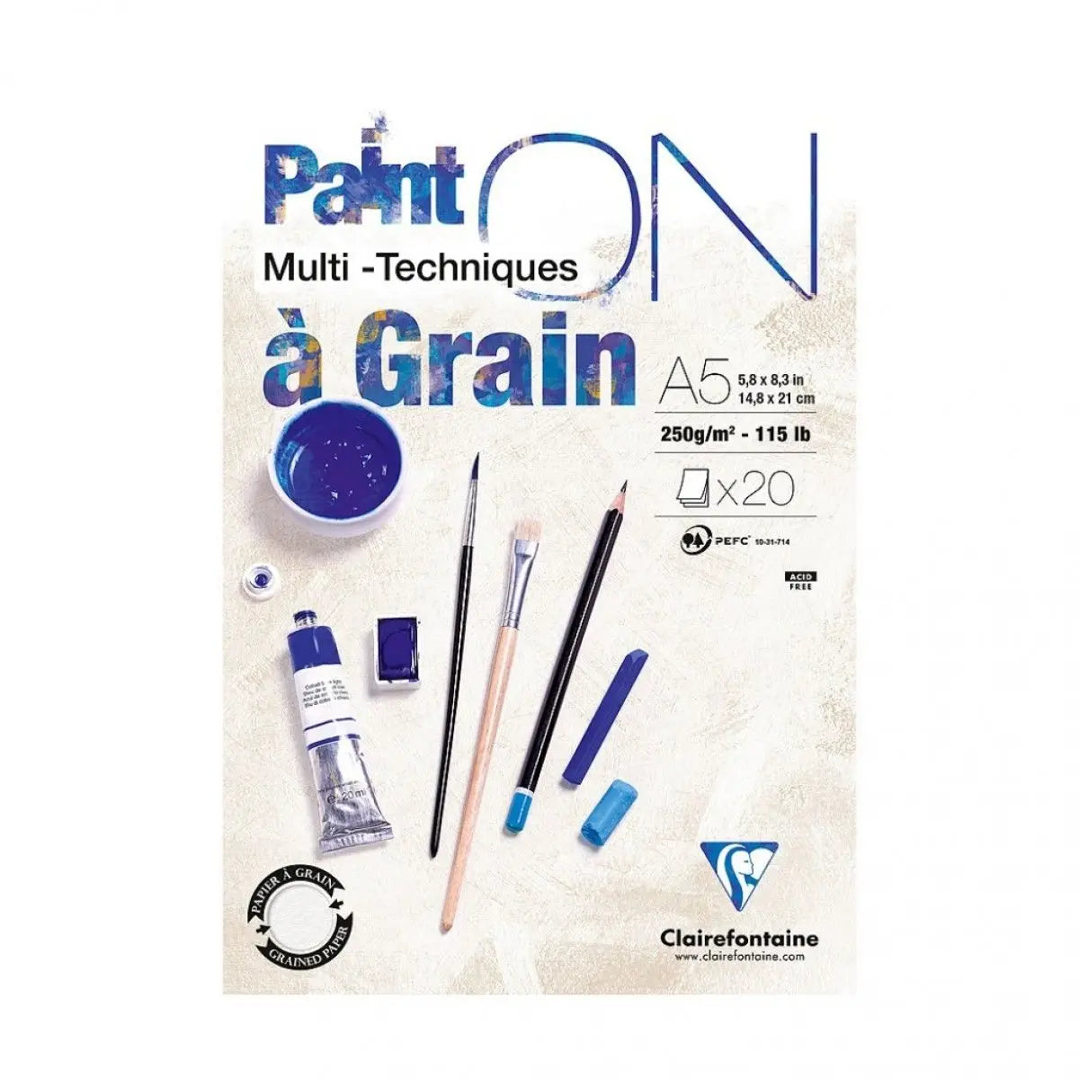 Clairefontaine, Paint ON, Grain, blok, 20 ark