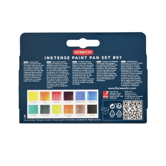 Derwent Inktense rejsesæt med 12 akvarelfarver til kunst og illustration.