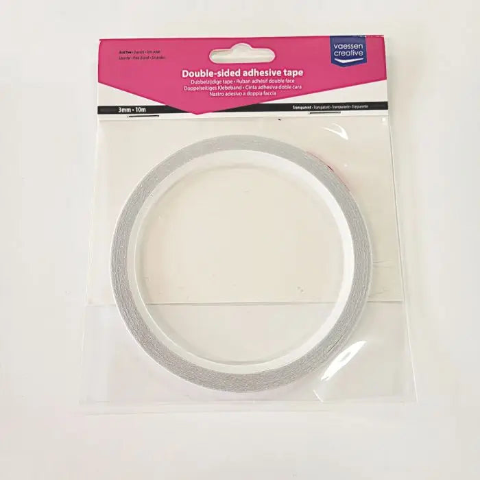 Dobbeltklæbende tape, transparent, 3 mm. x 10 m.