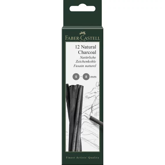 Faber-Castell Natural Charcoal – 12 stk., Ø 5-8 mm