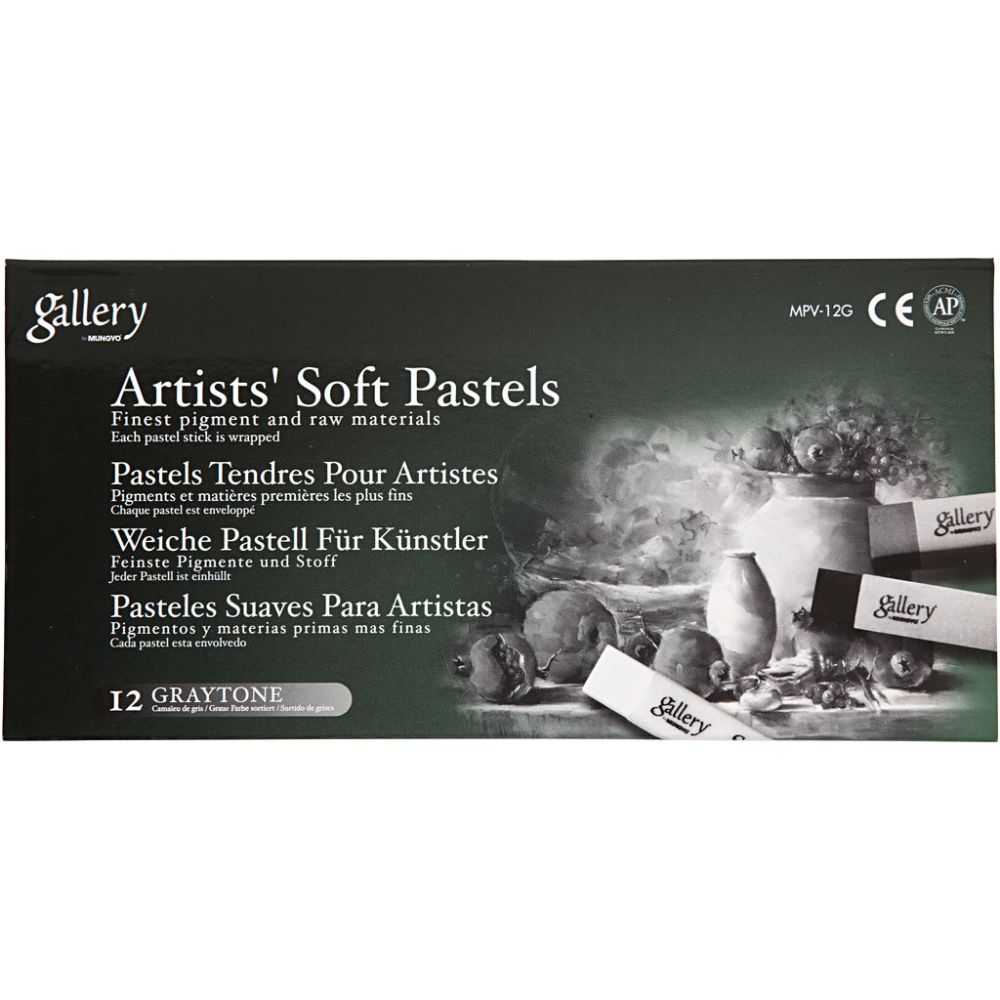 Emballage til Gallery Artist Soft Pastels Gråtoner – 12 stk.