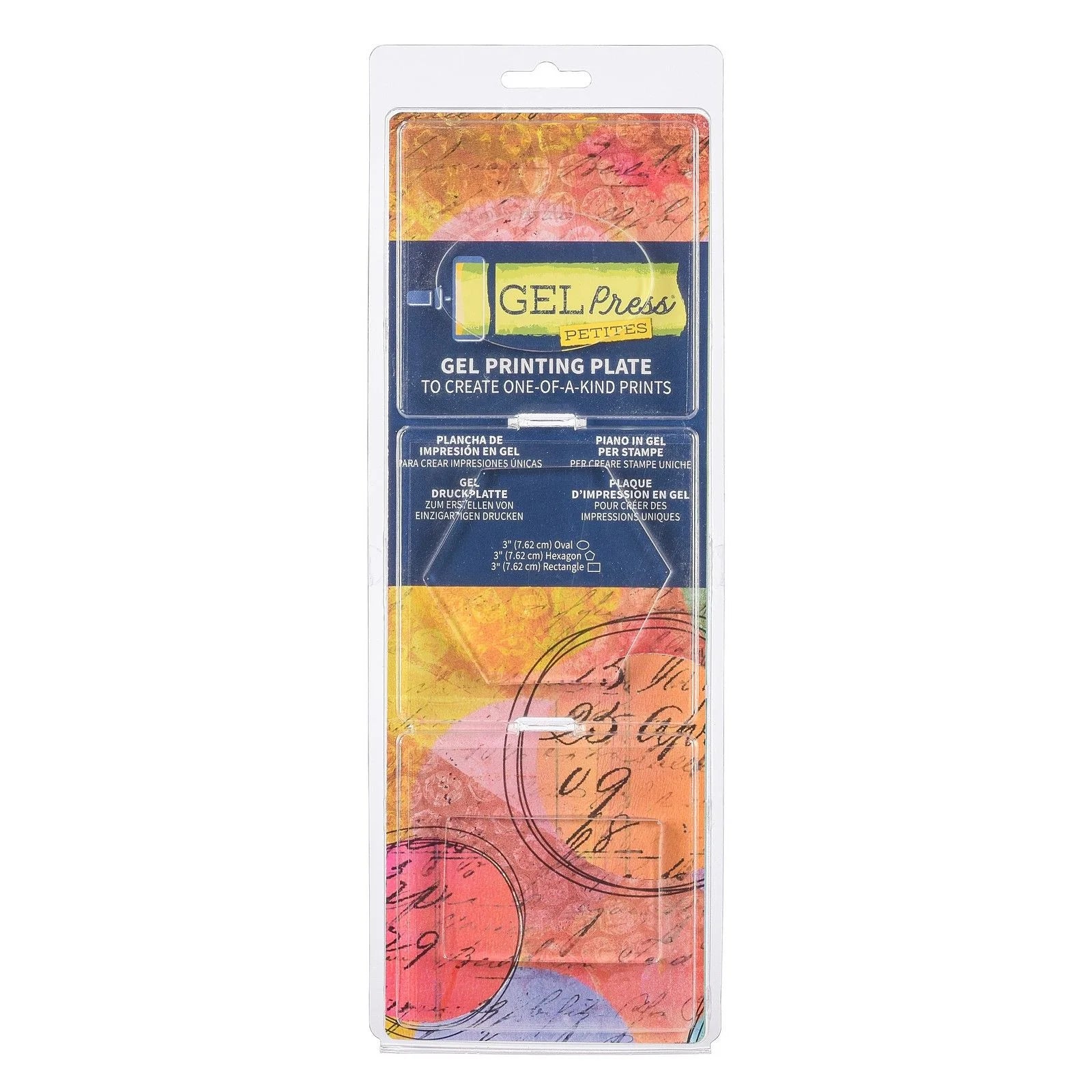 Gel Press plate, Petites, 3 x 7,62 cm - Oval, hexagon og rektangel