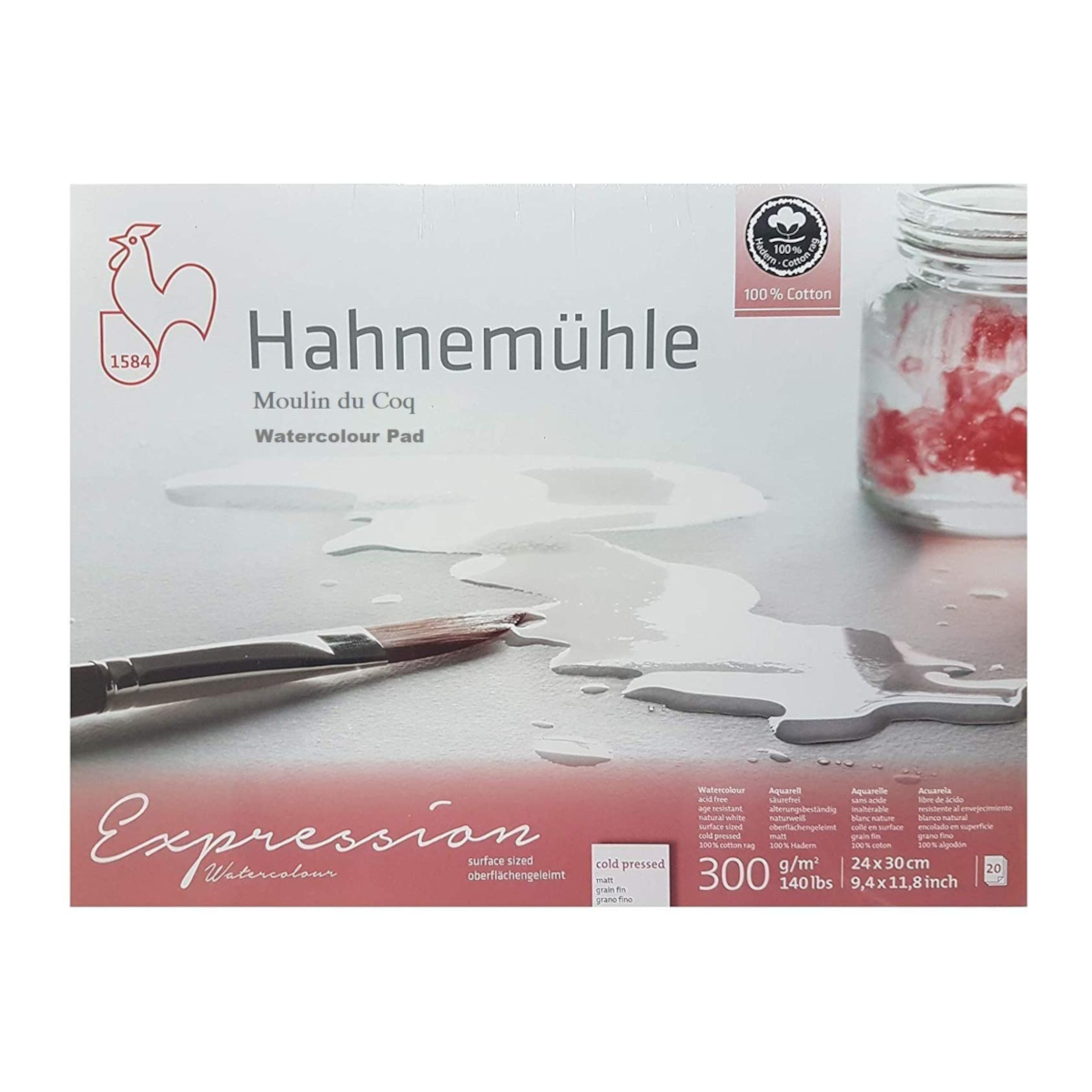 Hahnemühle, Expression, Akvarel blok, Cold pressed, bomuld, 300gr, 20 ark