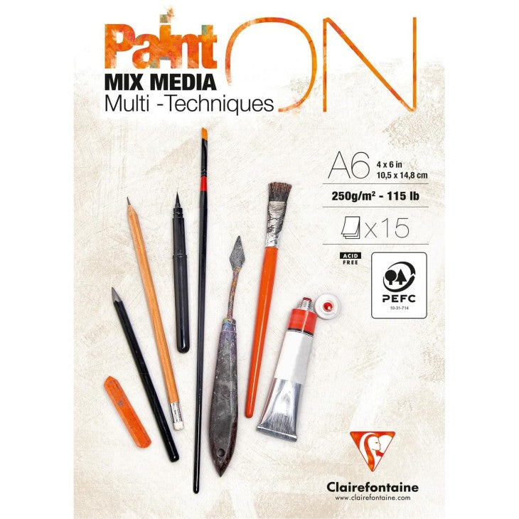 Clairefontaine, Paint ON, Blanc, blok, A6, 15 ark