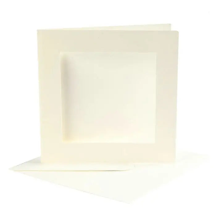 Passepartout kort med kuvert, 12,5x12,5 cm, 10 stk.