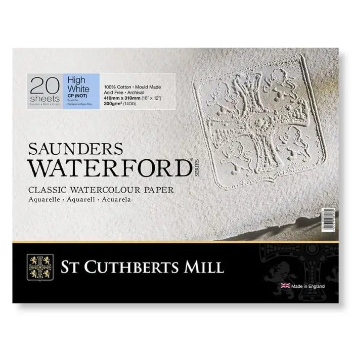 Saunders Waterford, Akvarel blok, High White, bomuld, 300 g, 20 ark