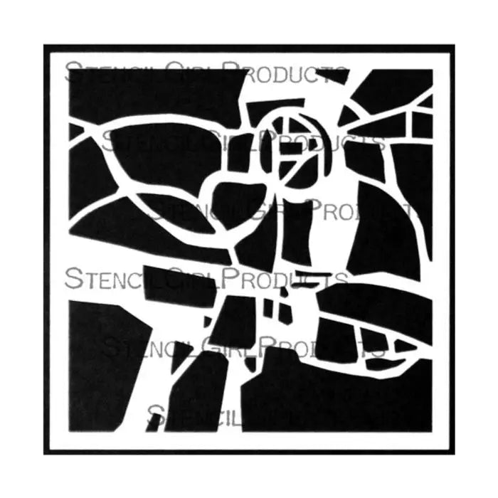Stencil Girl, Stencil, 15 x 15, Abstract Composition Backbones Mask 1