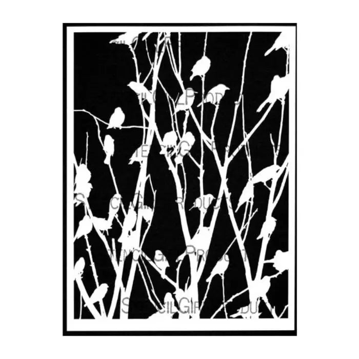 Stencil Girl, Stencil, 22,5 x 30,5, Black Birds in Trees - maske
