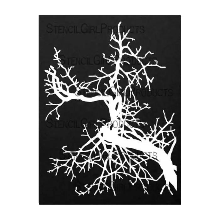 Stencil Girl, Stencil, 22,5 x 30,5, Forked Bare Branch Background