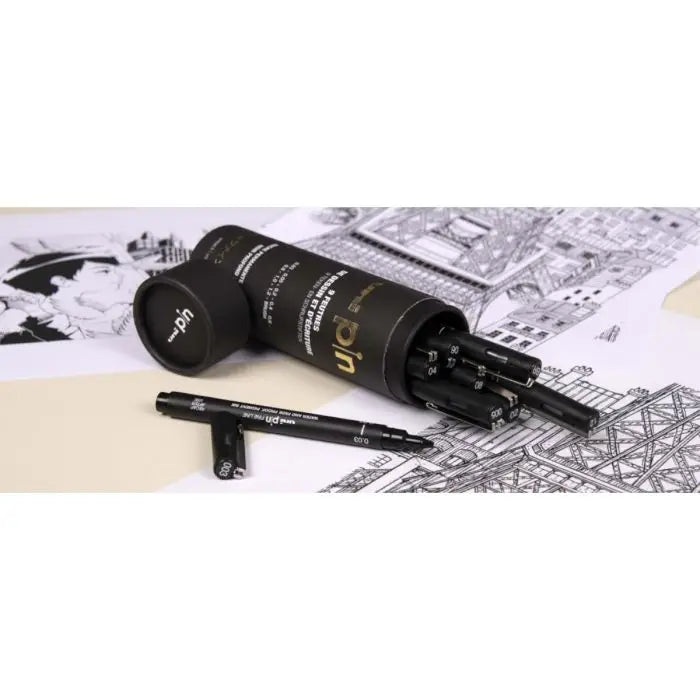 Uni Pin, The Tube, fineliner pen, 9 stk, sort